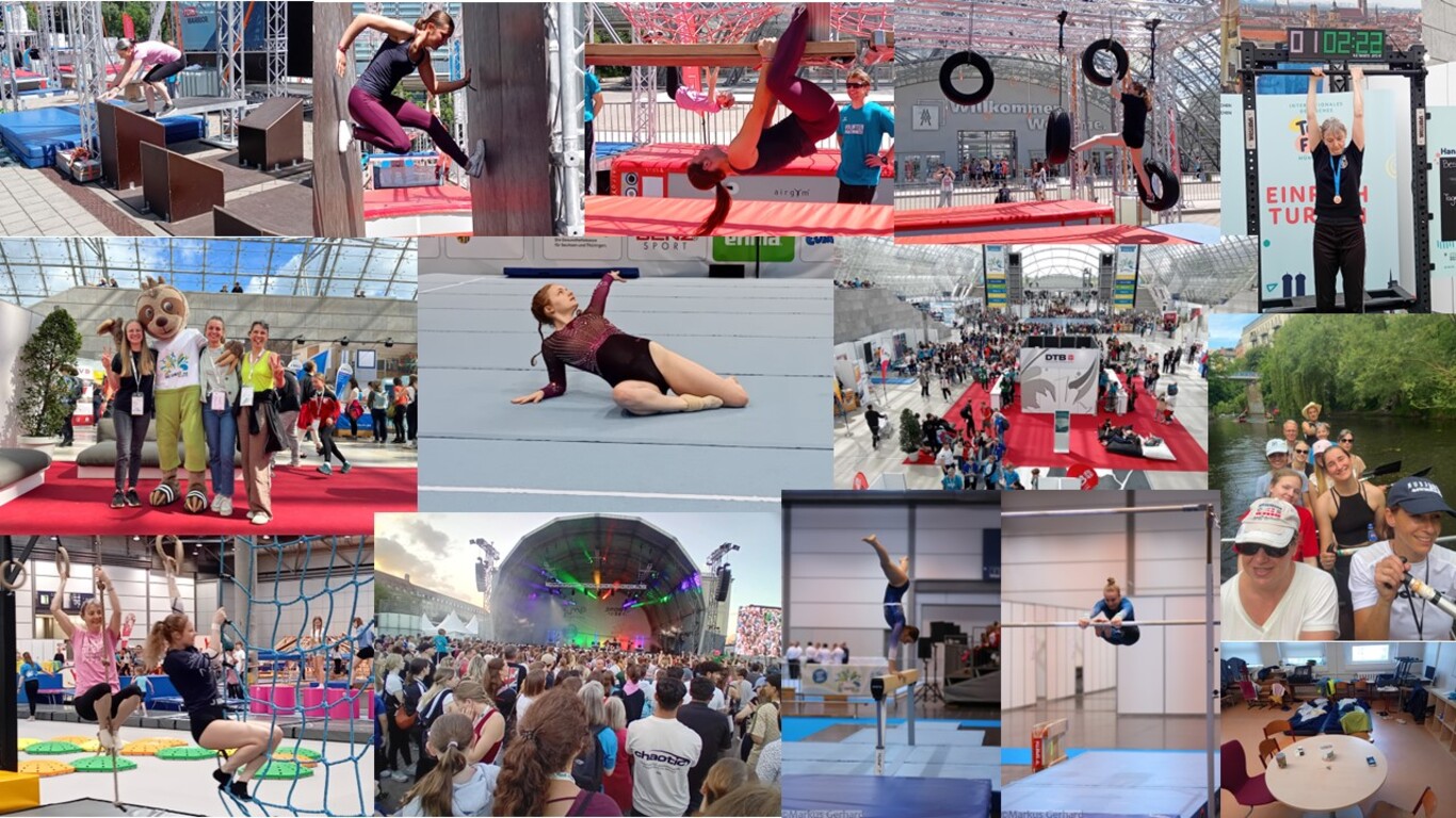 Collage von Turnfest-Fotos: Bilder von Helmut Krämer und Markus Gerhard
